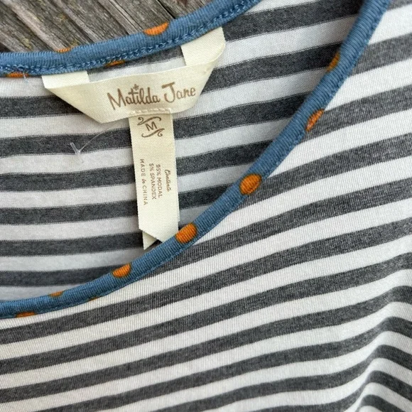 👗Matilda Jane Gray and White Striped Long Sleeve Top - Picture 5 of 9